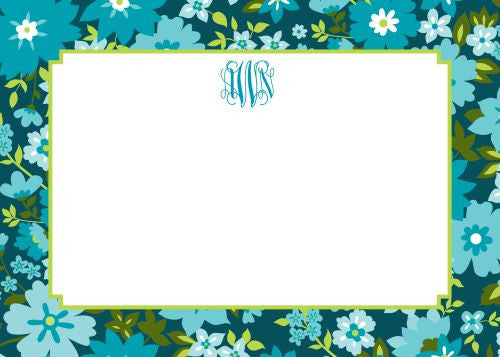 Caroline Floral Turquoise Flat Notecard