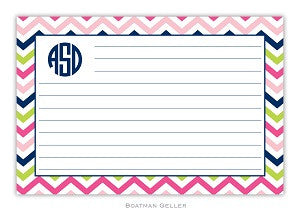 Chevron Pink, Navy, & Lime Recipe Card