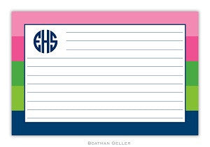 Bold Stripe Pink, Green, & Navy Recipe Card