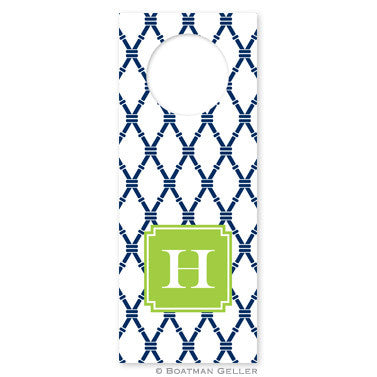 Bamboo Navy & Green Wine Tag