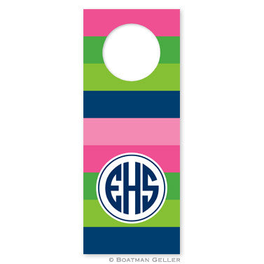 Bold Stripe Pink, Green, & Navy Wine Tags