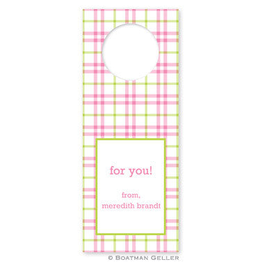 Miller Check Pink & Green Wine Tags