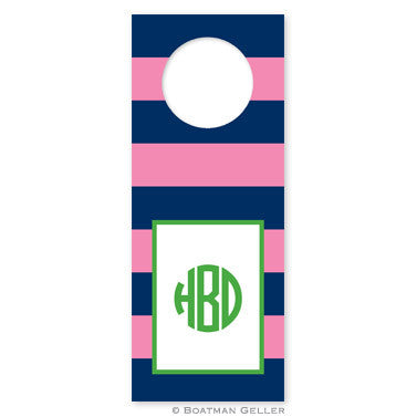 Rugby Navy & Pink Wine Tags