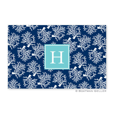 Coral Repeat Navy Placemat