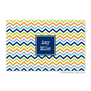 Chevron Blue, Orange, & Lime Placemat