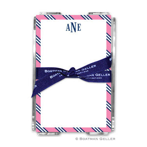 Repp Tie Pink & Navy Notepad
