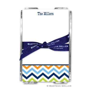 Chevron Blue, Orange, & Lime Notepad