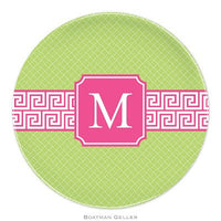 Greek Key Band Pink Melamine Plate