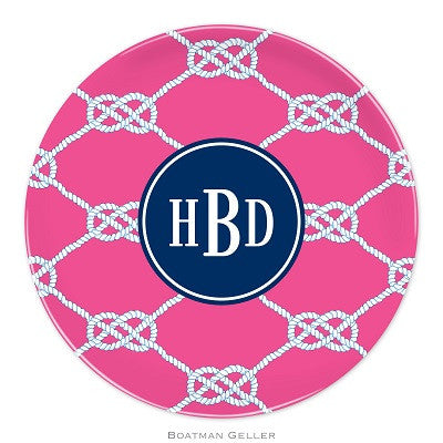 Nautical Knot Raspberry Melamine Plate