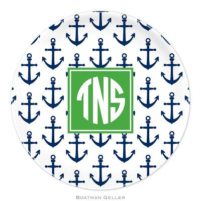 Anchors Navy Melamine Plate