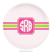 Seersucker Band Pink & Green Melamine Plate
