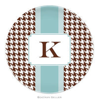 Alex Houndstooth Chocolate Melamine Plate