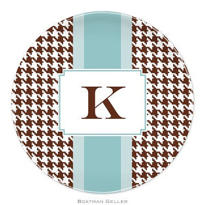 Alex Houndstooth Chocolate Melamine Plate