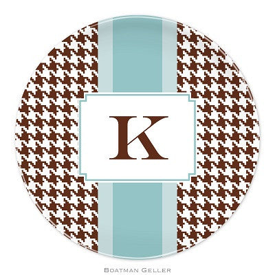 Alex Houndstooth Chocolate Melamine Plate