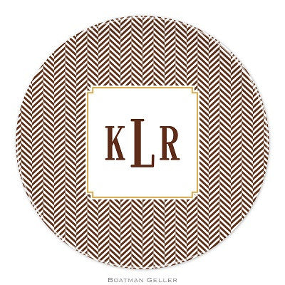 Herringbone Chocolate Melamine Plate