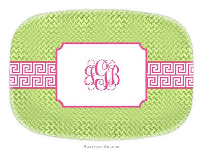 Greek Key Band Pink Melamine Platter