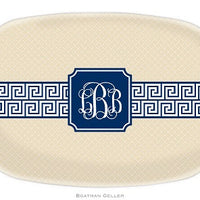 Greek Key Band Navy Melamine Platter