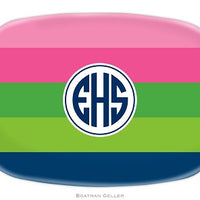 Bold Stripe Pink, Green, & Navy Melamine Platter