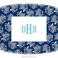 Coral Repeat Navy Melamine Platter