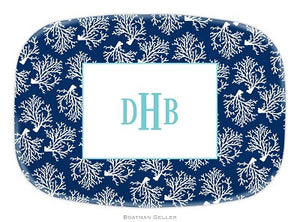 Coral Repeat Navy Melamine Platter