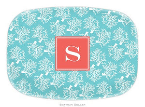 Coral Repeat Teal Melamine Platter