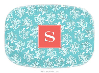 Coral Repeat Teal Melamine Platter