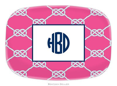 Nautical Knot Raspberry Melamine Platter