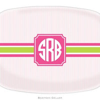 Seersucker Band Pink & Green Melamine Platter