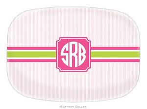 Seersucker Band Pink & Green Melamine Platter