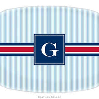 Seersucker Band Red & Navy Melamine Platter