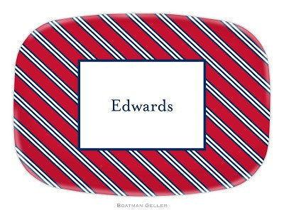 Repp Tie Red & Navy Melamine Platter