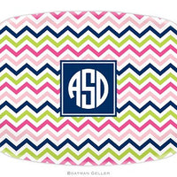 Chevron Pink, Navy, & Lime Melamine Platter