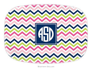 Chevron Pink, Navy, & Lime Melamine Platter