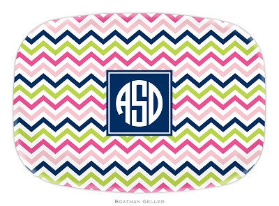 Chevron Pink, Navy, & Lime Melamine Platter