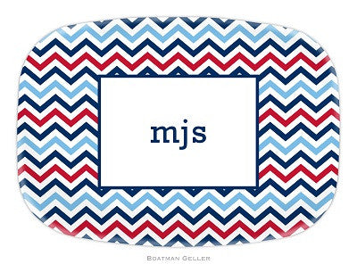 Chevron Blue & Red Melamine Platter