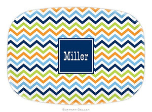 Chevron Blue, Orange, & Lime Melamine Platter