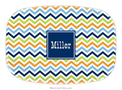 Chevron Blue, Orange, & Lime Melamine Platter
