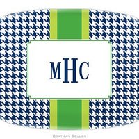 Alex Houndstooth Navy Melamine Platter