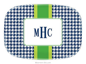 Alex Houndstooth Navy Melamine Platter