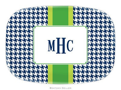Alex Houndstooth Navy Melamine Platter