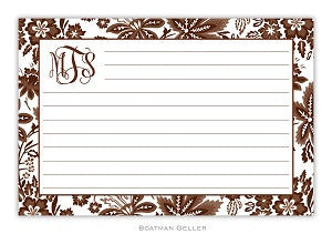 Clasic Floral Brown Recipe Card