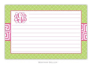 Greek Key Band Pink Recipe Card