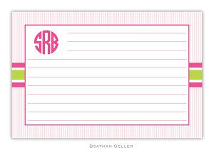 Seersucker Band Pink and Green Recipe Card