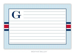 Seersucker Band Red and Navy Recipe Card
