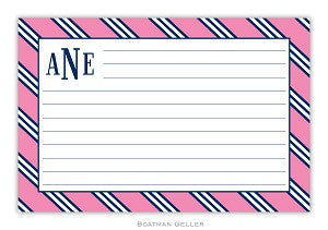 Repp Tie Pink and Navy Recipe Card
