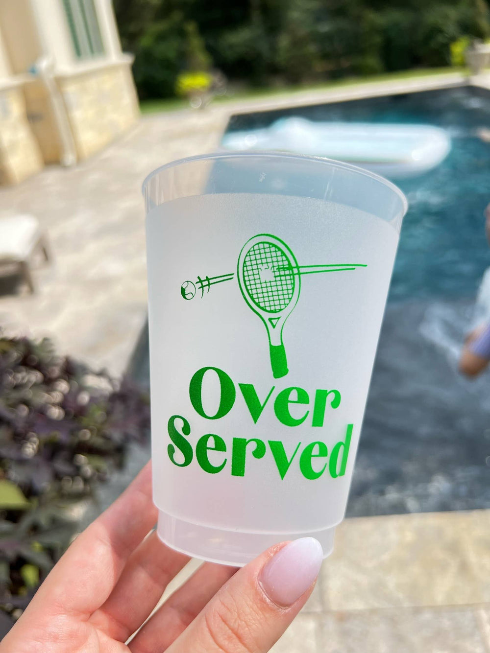 Over Served Green Frosted Cups
