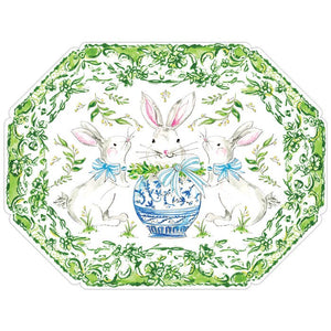 Handpainted Bunny in Chinoiserie Pot Posh Die-Cut Placemat