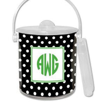 Polka Dot Monogrammed Lucite Ice Bucket