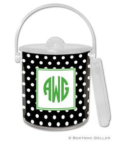Polka Dot Monogrammed Lucite Ice Bucket
