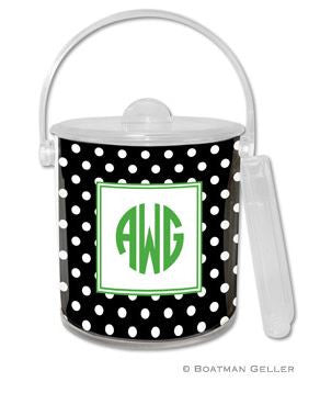 Polka Dot Monogrammed Lucite Ice Bucket